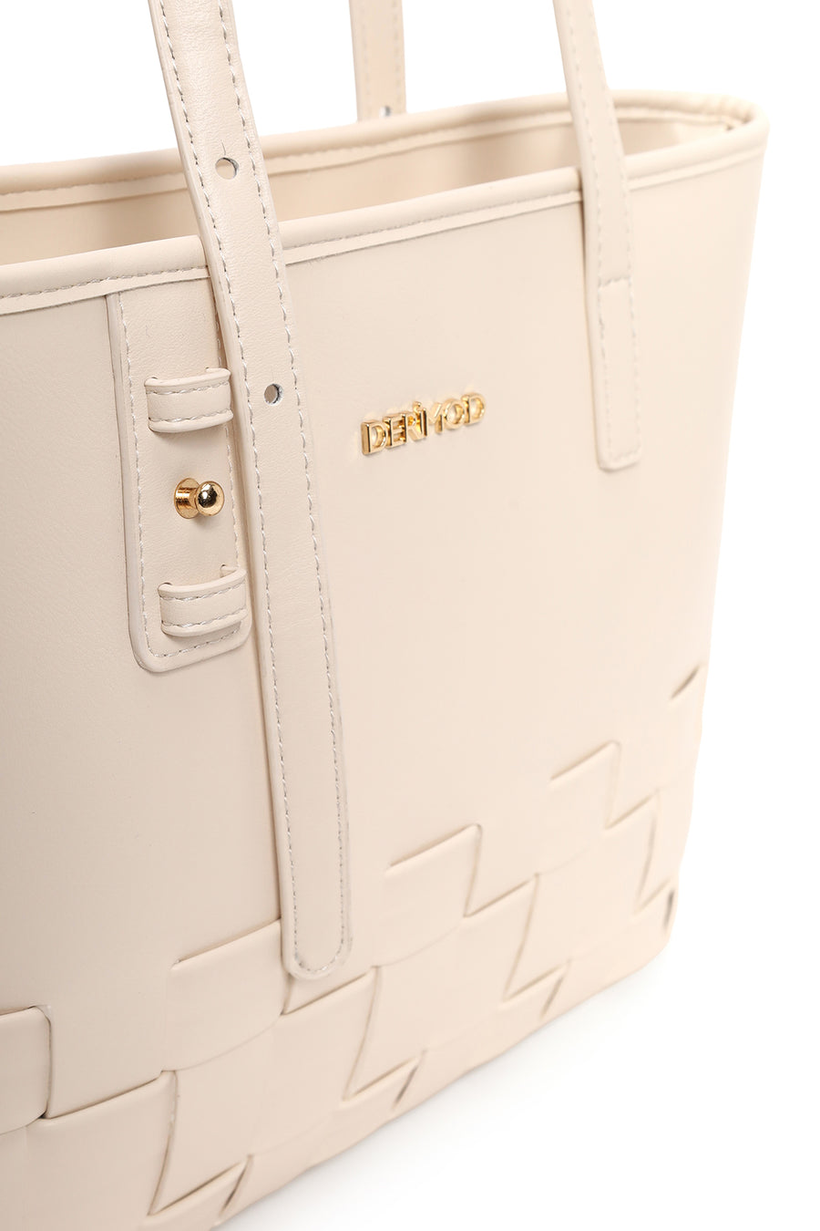 Woman Cream Long-Strap Braided Shoulder Bag