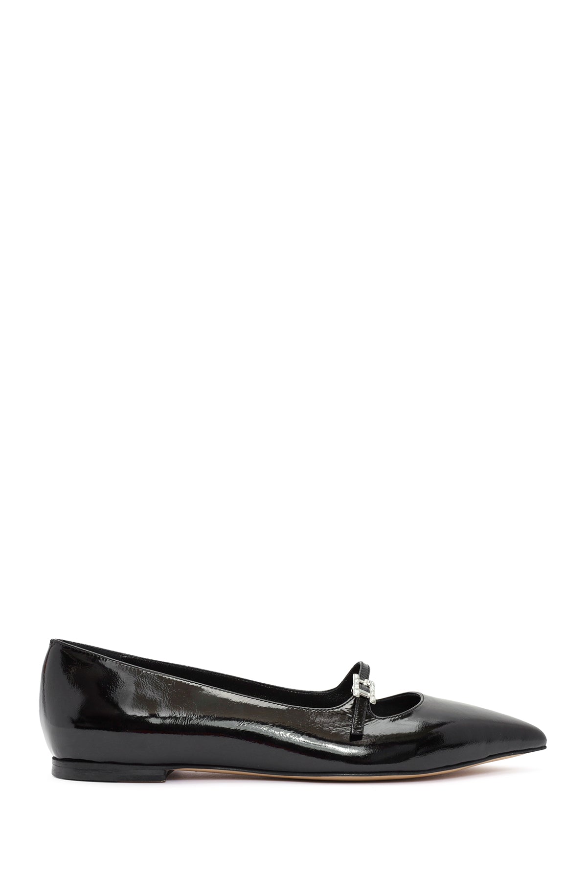 Women's Black Accessory Detailed Patent Leather Ballerinas 24WFD230216 | Derimod