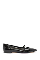 Women's Black Accessory Detailed Patent Leather Ballerinas | Derimod