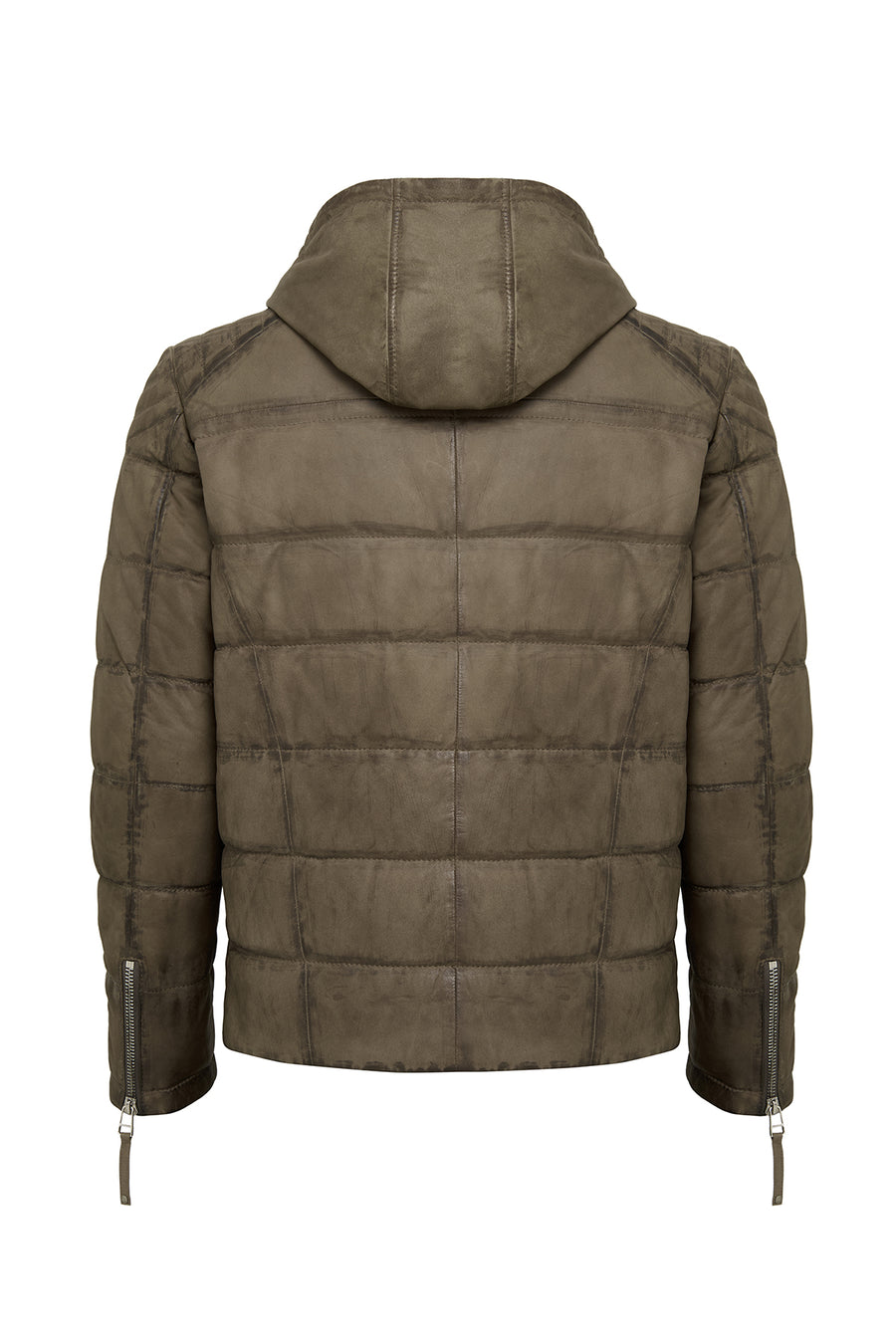 Wermer Men's Khaki Hooded Leather Jacket