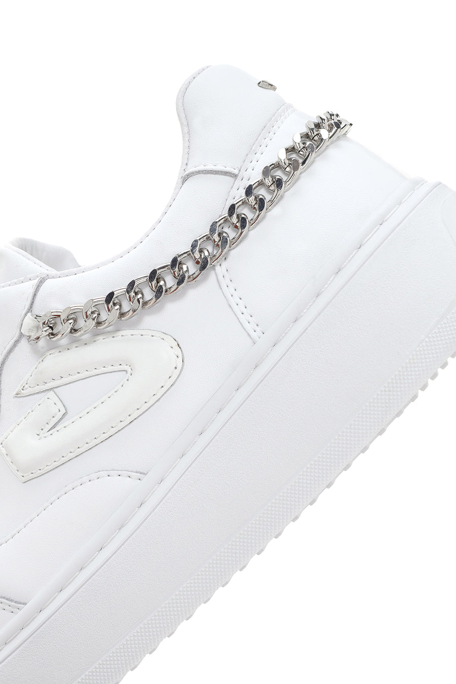Alberto Guardiani Kadın Beyaz Zincirli Deri Sneaker