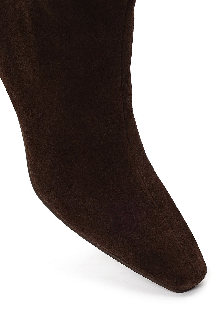 Woman Brown Zip Closure Chunky-Heeled Suede Leather Boots