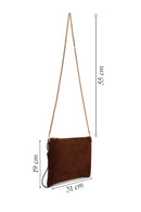 Woman Brown Chain Strap Printed Suede Clutch Bag | Derimod