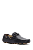 Men's Navy Blue Leather Comfort Loafer | Derimod