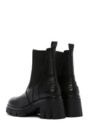 Women's Black Leather Heeled Chelsea Boots | Derimod