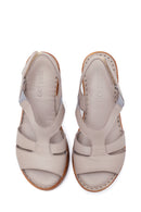 Women's Leather Comfort Wedge Heel Sandals | Derimod