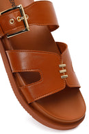 Women's Tan Buckled Slippers | Derimod