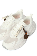 Women's White Lace-Up Chunky Sole Charm Sneakers | Derimod