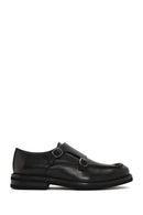 Male Black Double-Buckle Leather Casual Shoes | Derimod