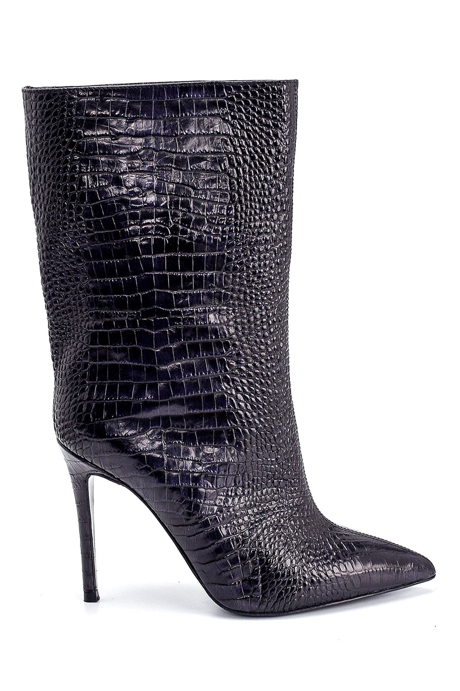 Women's Leather Crocodile Patterned Heeled Boots 20WFD1629E3 | Derimod