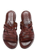 Women's Brown Leather Slippers | Derimod