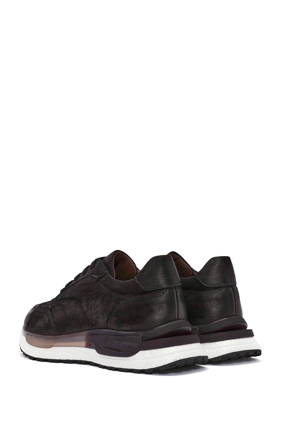 Men's Black Lace-Up Nubuck Leather Sneakers