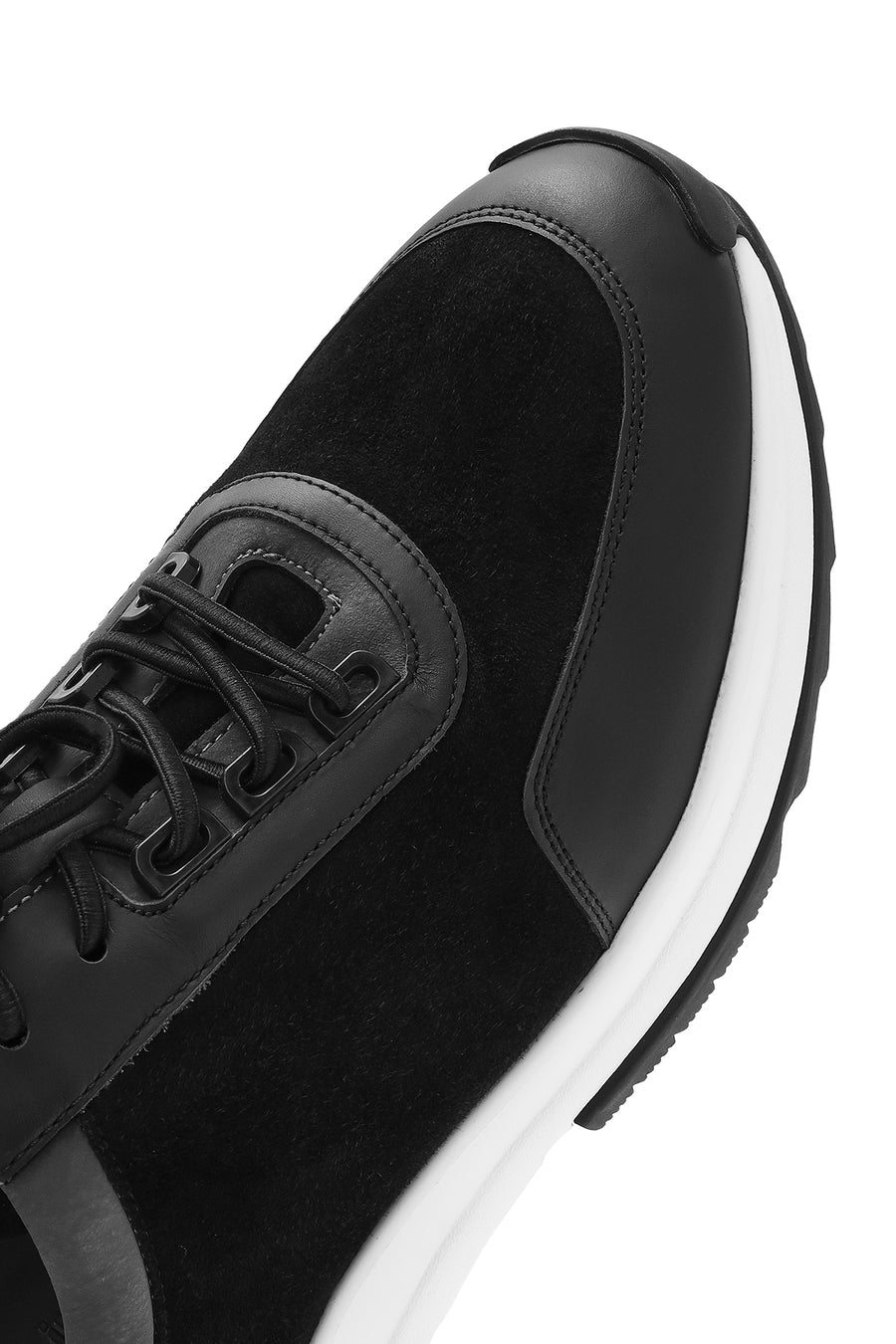 Erkek Siyah Kalın Tabanlı Bağcıklı Süet Deri Sneaker