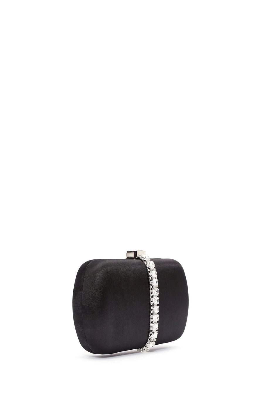 Women's Black Long Chain Strap Stone Mini Clutch Bag
