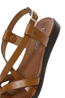 Women's Tan Leather Bodrum Sandals | Derimod