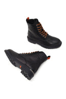 Harley Davidson Male Black Steven Zip Closure Leather Combat Boots | Derimod