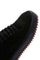 Men's Black Thick Sole Nubuck Leather Casual Sneaker | Derimod