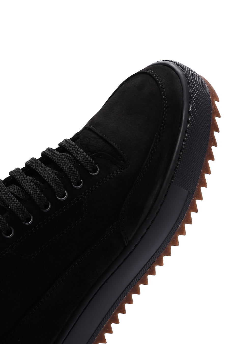 Erkek Siyah Kalın Tabanlı Nubuk Deri Casual Sneaker