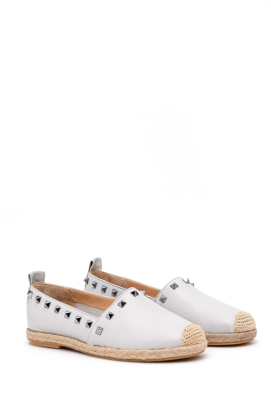 Women's Stone Detailed Leather Espadrille