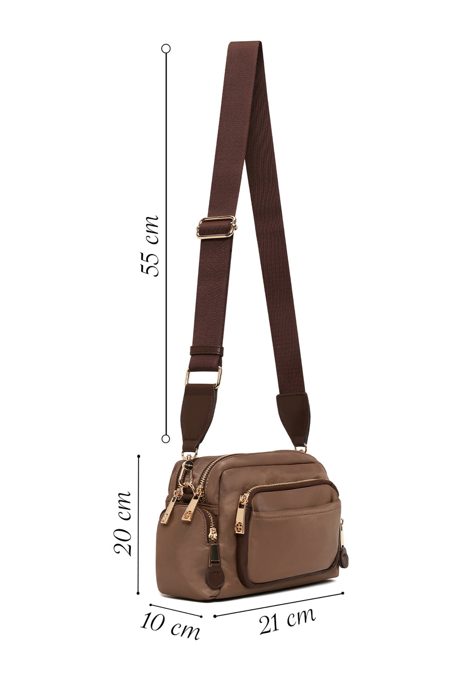 Woman Brown Fabric Mini Crossbody Bag