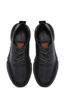 Men's Black Lace-up Thick-Sole Leather Sneaker | Derimod