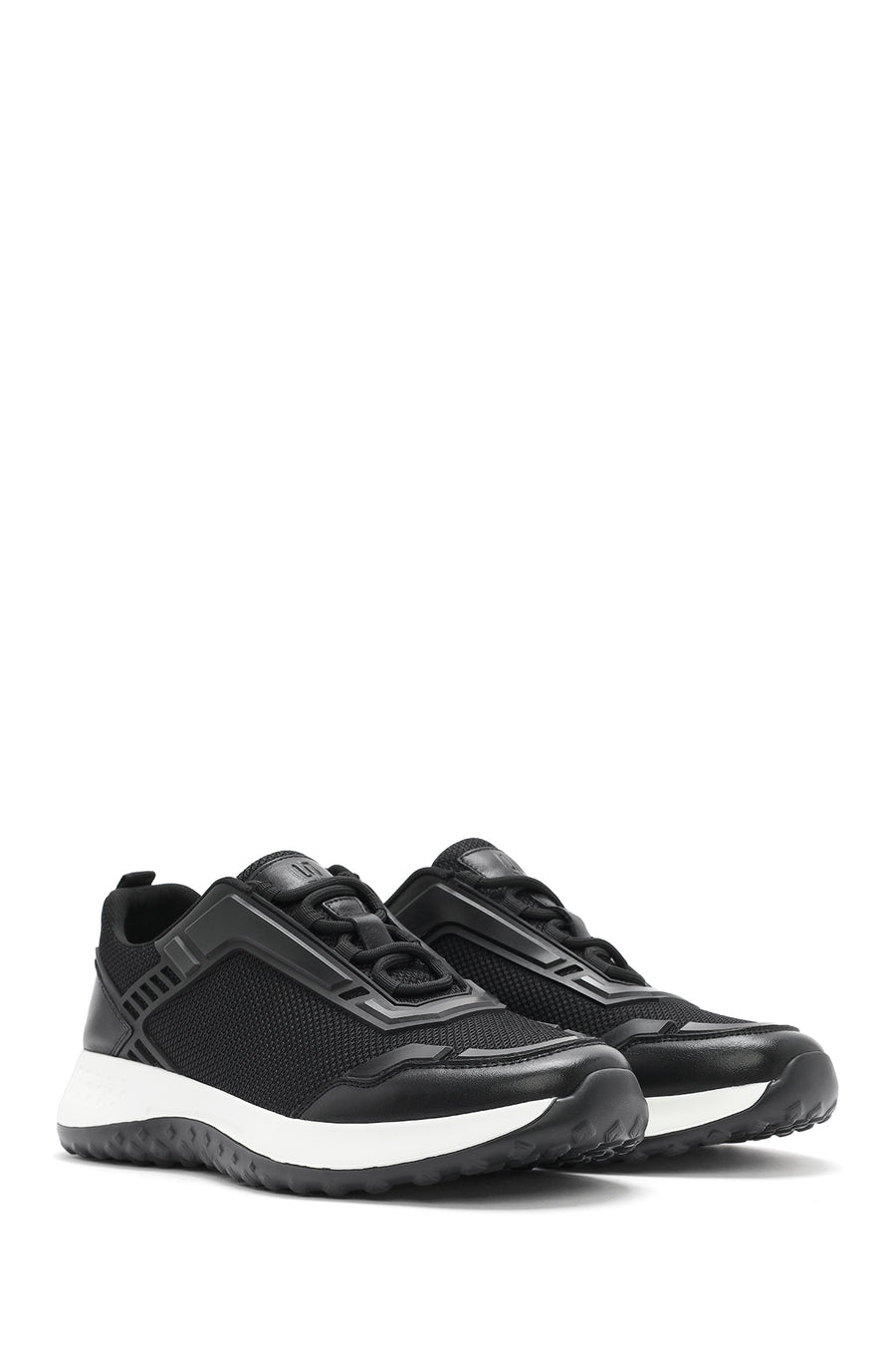 Men's Black Lace-Up Thick Sole Sneaker