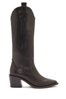 Women's Brown Chunky Heel Leather Cowboy Boots | Derimod