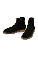 Men's Black Zippered Suede Leather Casual Boots | Derimod