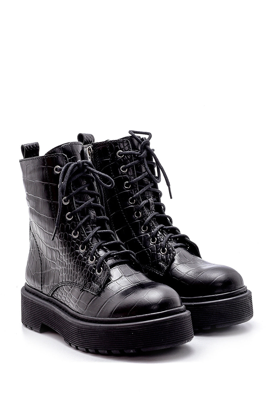 Women's Leather Crocodile Pattern Boots