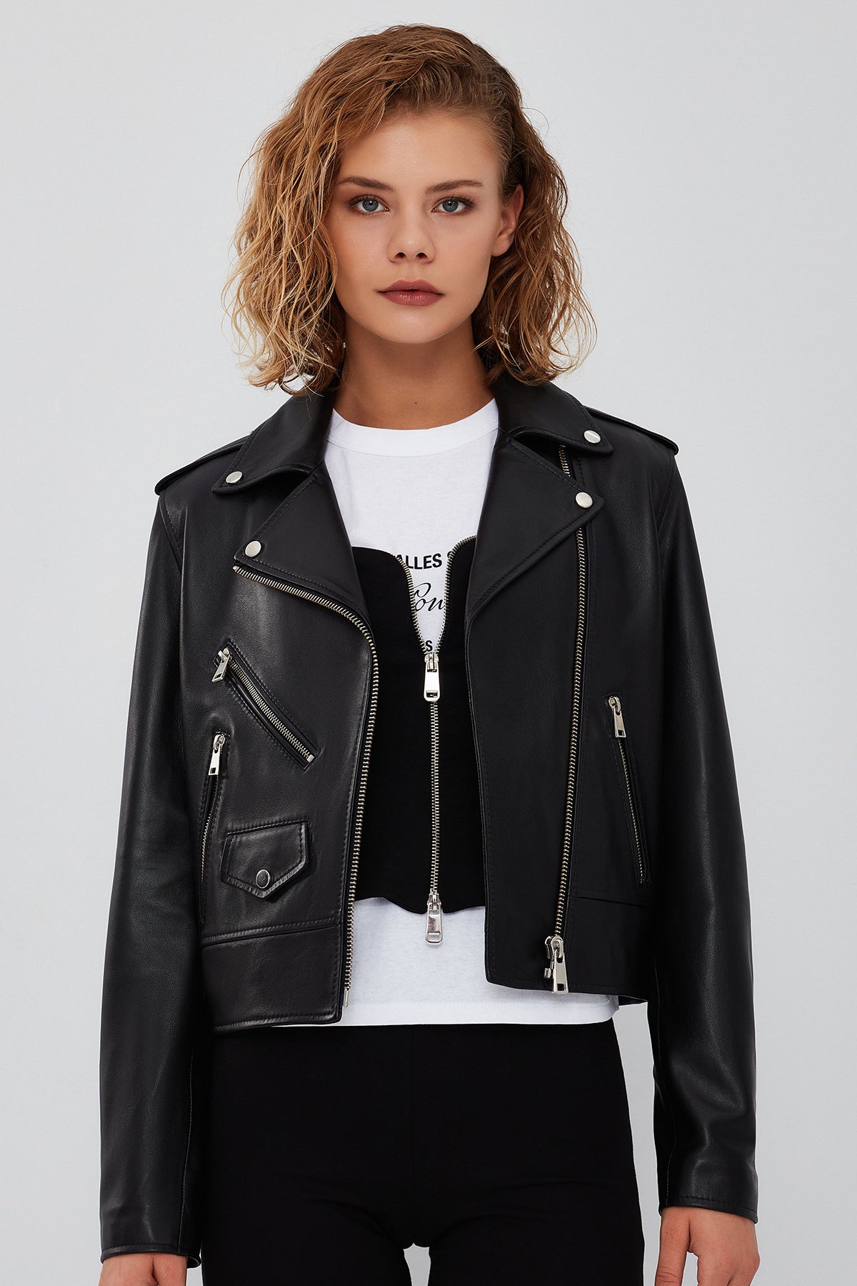 New Look Kadın Siyah Biker Deri Ceket 23WGD5086U5 | Derimod