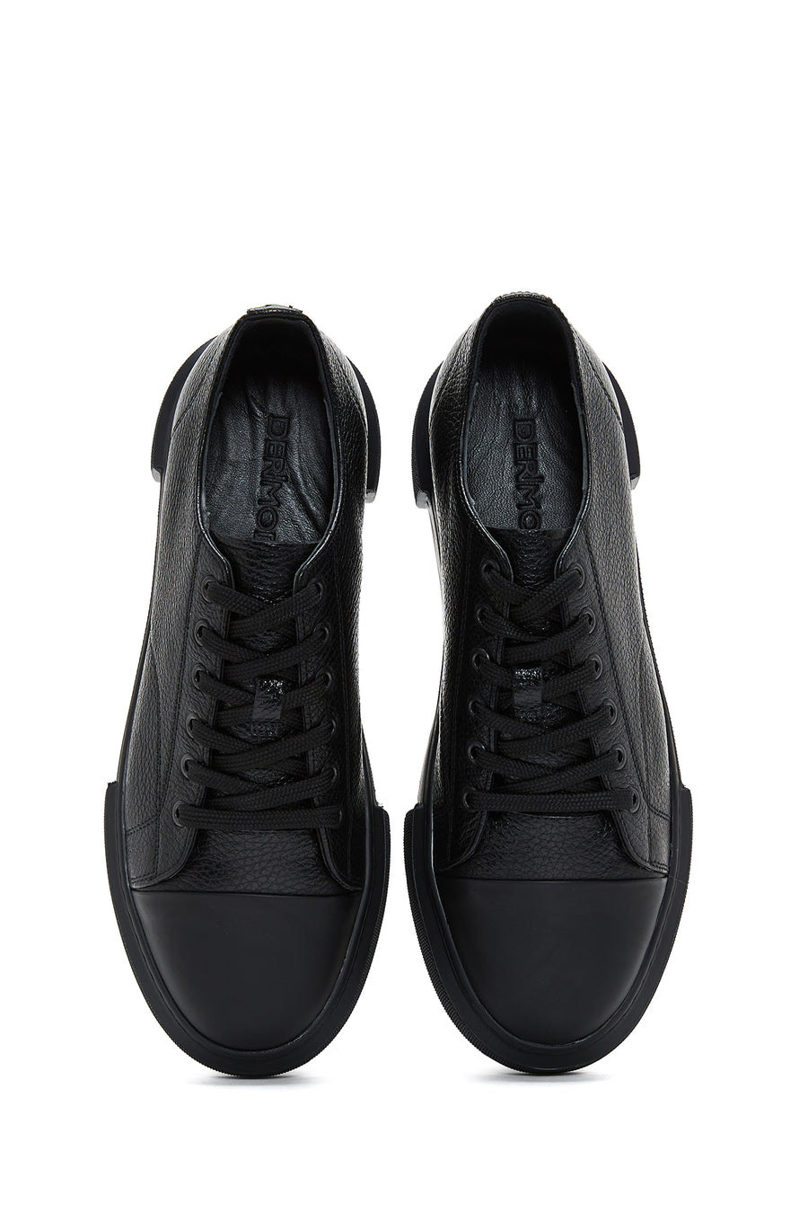 Men's Black Leather Thick Soled Sneaker