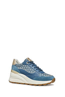 Geox Women Blue D Spherica Ec13 A - Nap + Emb.Te Lace-Up Wedge Heel Sneaker | Derimod