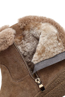 Woman Mink Zip Closure Thick-Soled Suede Teddy Boots | Derimod