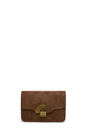 Woman Tan Long-Strap Suede Crossbody Bag | Derimod