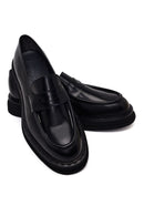 Male Black Thick-Soled Leather Loafer | Derimod