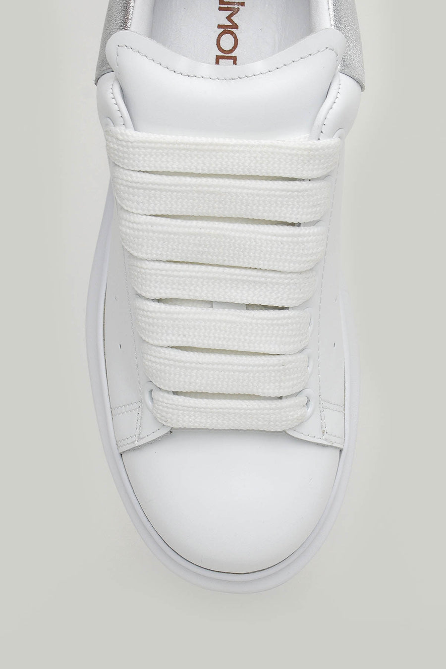 Beyaz-Gümüş Kadın Deri Sneaker