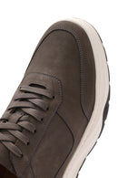 Men's Gray Lace-Up Nubuck Leather Sneaker | Derimod