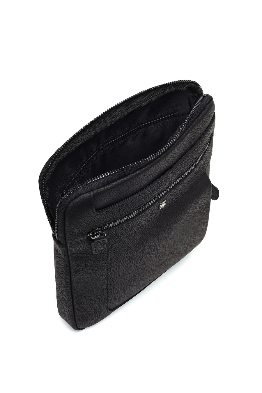 Men's Black Long Strap Leather Shoulder Bag