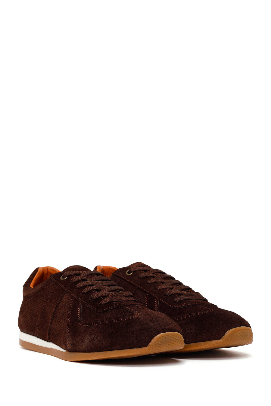 Male Brown Lace-Up Suede Leather Sneaker