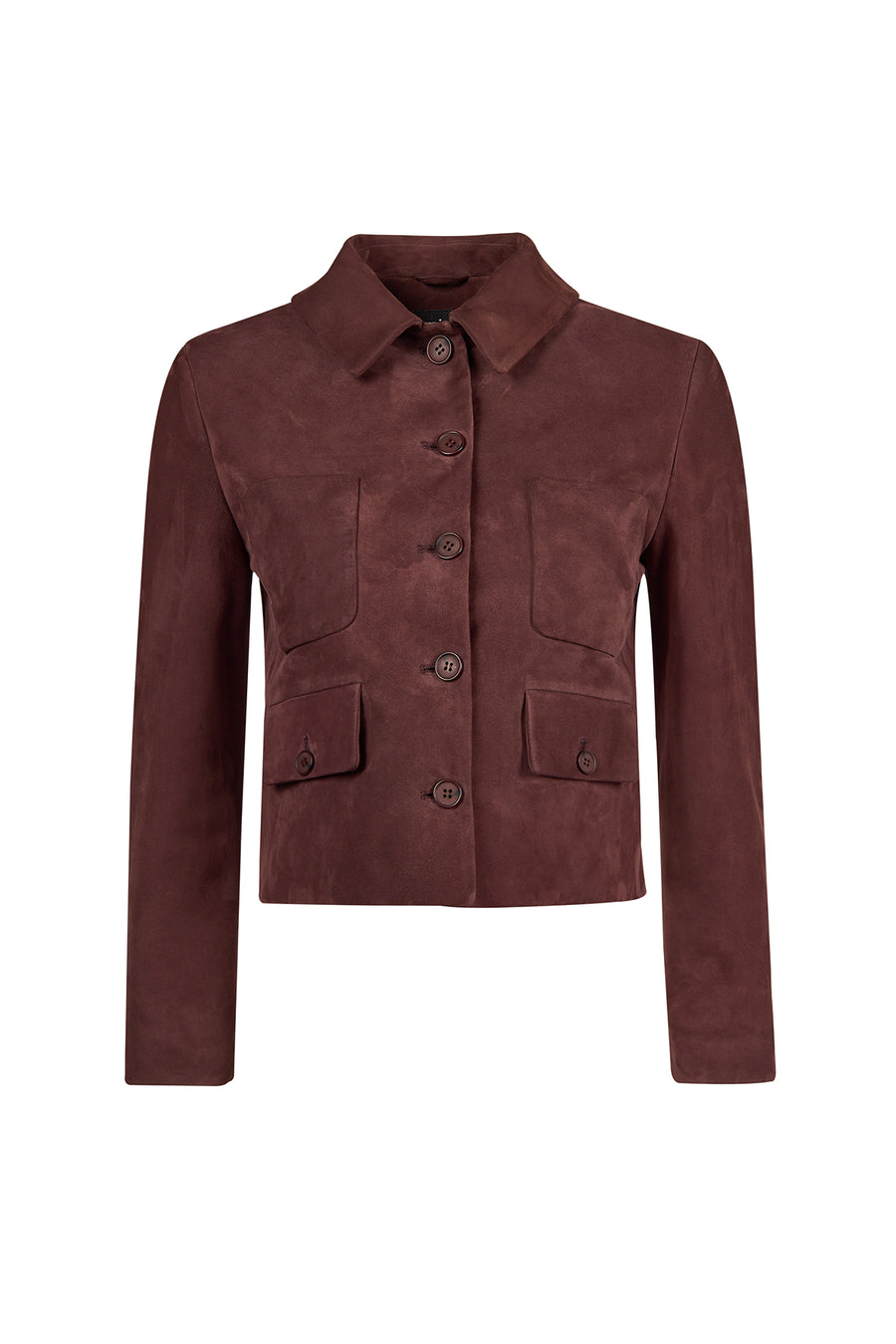 Cassandra Woman Burgundy Slim-Fit Suede Leather Jacket