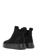 Men's Black Double Zipper Suede Leather Casual Boots | Derimod