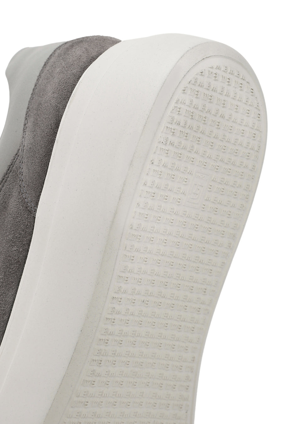 Men's Grey Lace-Up Thick-Sole Suede Leather Sneakers