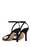 Kadın Siyah Bilekten Tokalı Taşlı İnce Yüksek Topuklu Sandalet | Derimod
