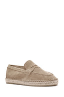 Women's Beige Suede Leather Espadrille | Derimod