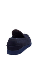 Men's Navy Blue Suede Leather Loafer | Derimod