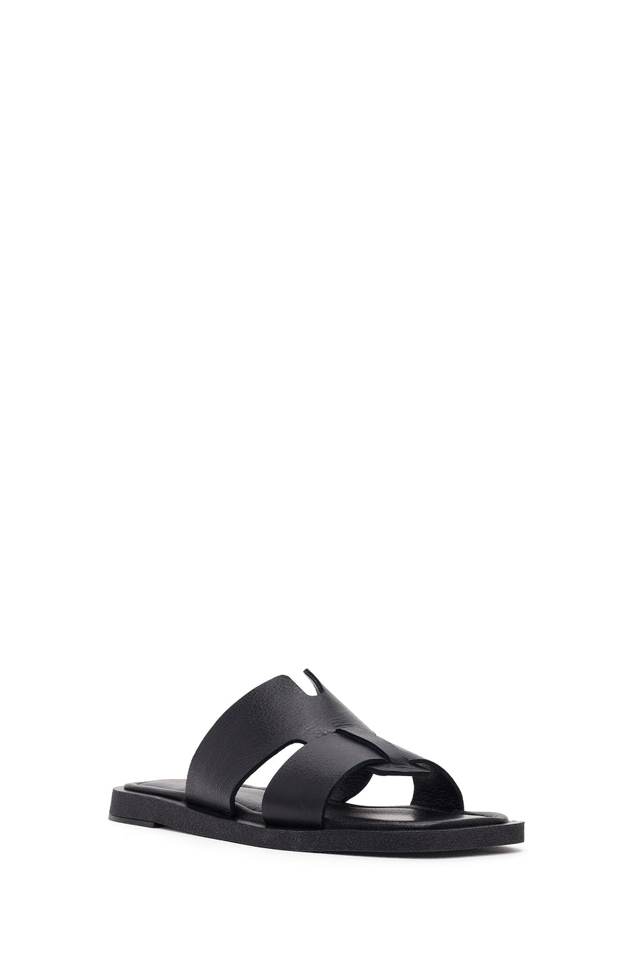 Women's Black Leather Slippers