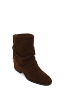 Woman Brown Chunky-Heel Suede Boots | Derimod