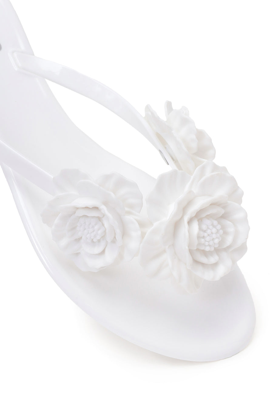 Woman White Floral Jelly Slipper