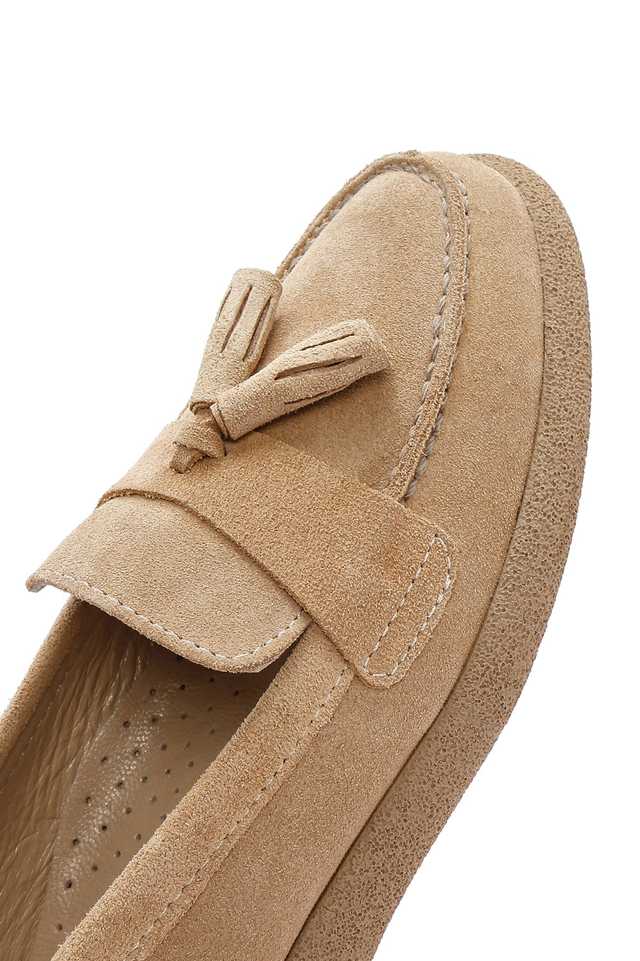 Women's Beige Suede Leather Comfort Loafer