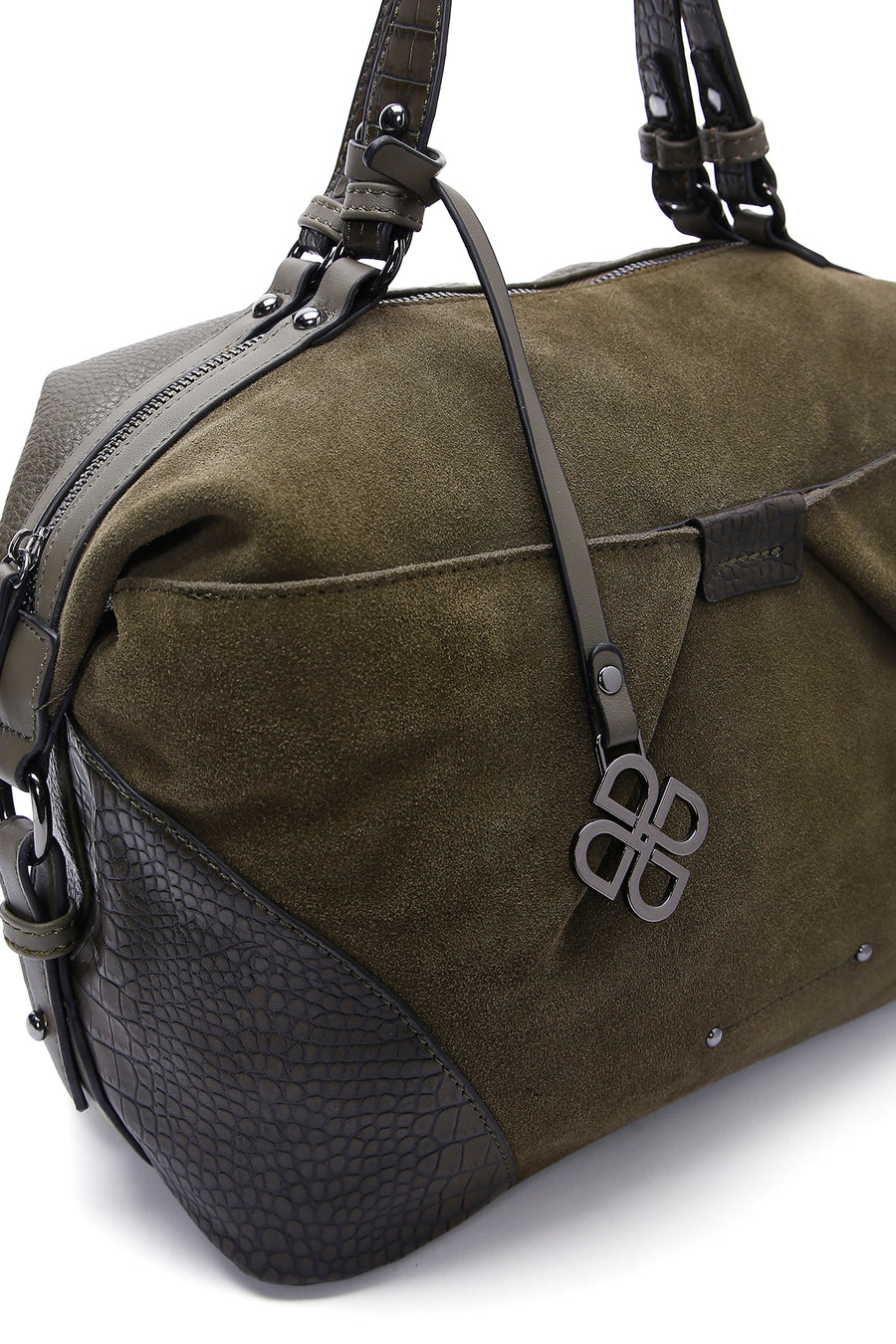 Women's Khaki Suede Shoulder Bag
